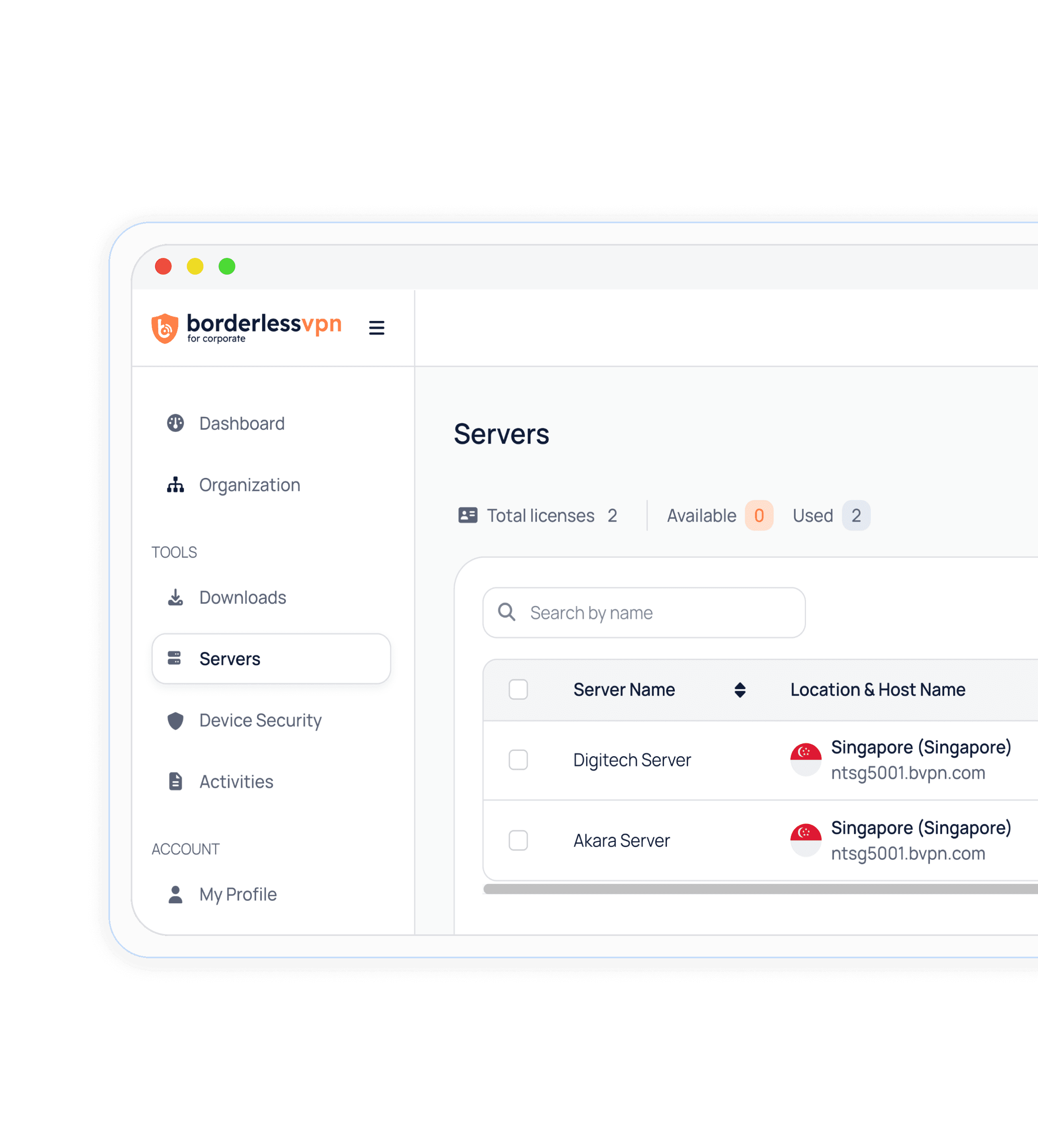 Corporate dedicated IP dashboard