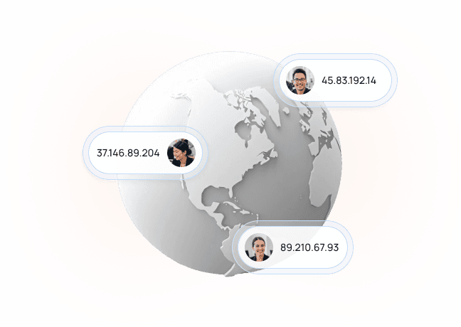 Dedicated IP addresses mapped across a globe