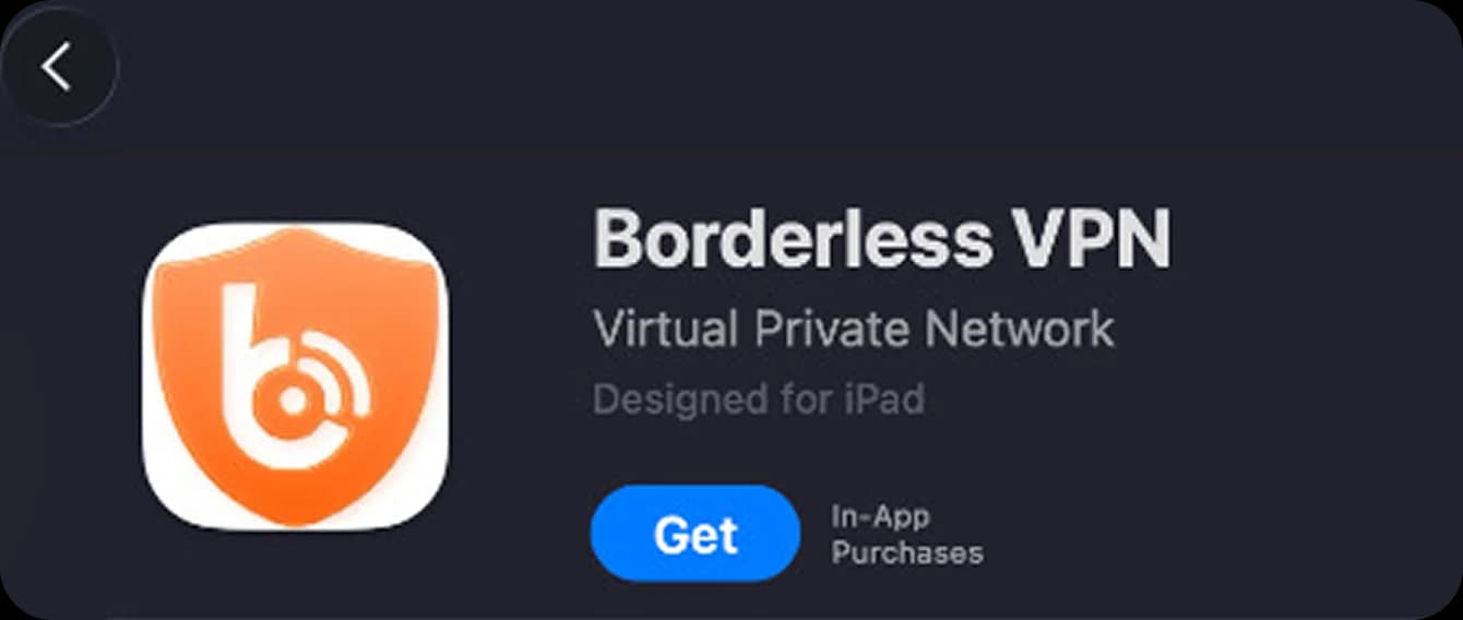 Borderless VPN listing in the Apple App Store search results