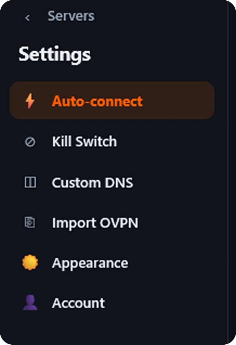 BorderlessVPN desktop Settings menu with Kill Switch in the sidebar