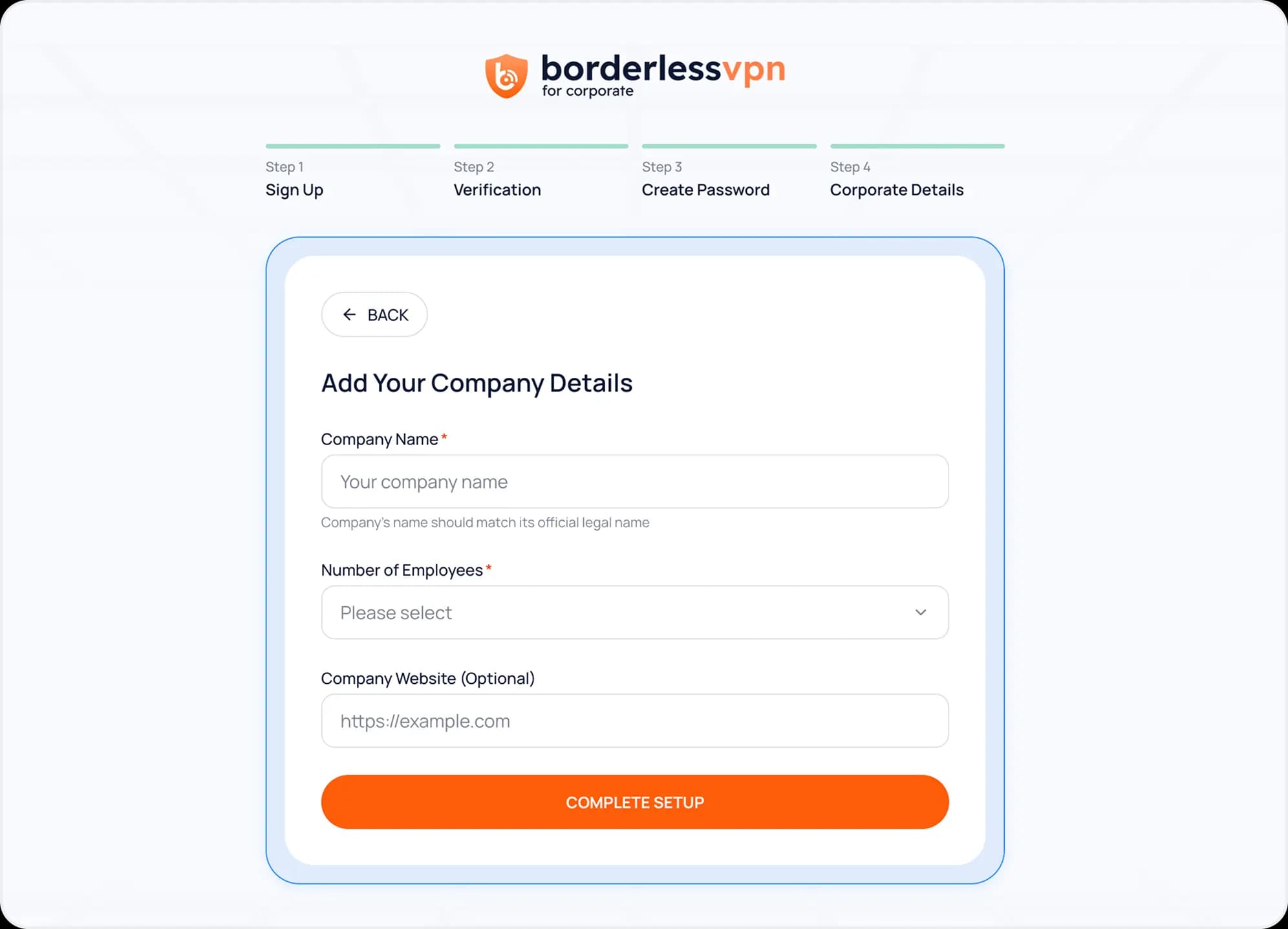 Company details form