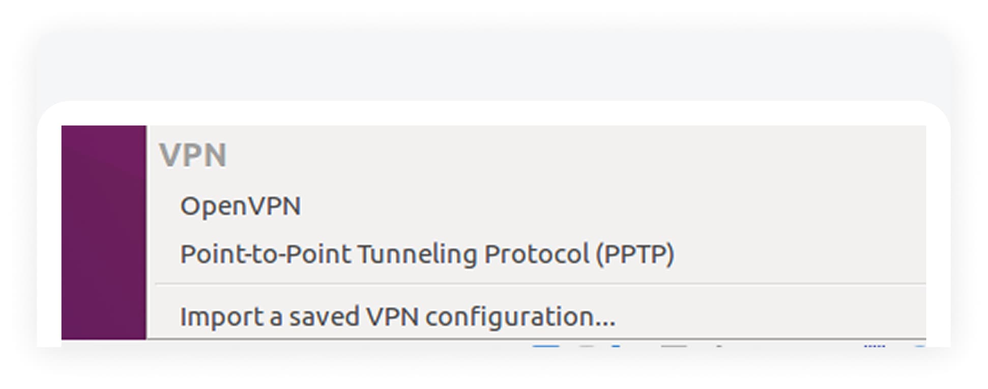 Ubuntu network settings menu with the edit connections option